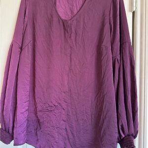 Cabi Beguile long sleeve plum blouse